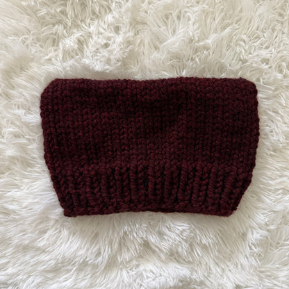 knit cat ear beanie with ribbed brim