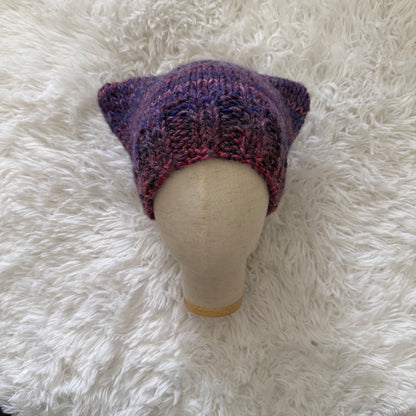 ribbed brim knit cat ear beanie