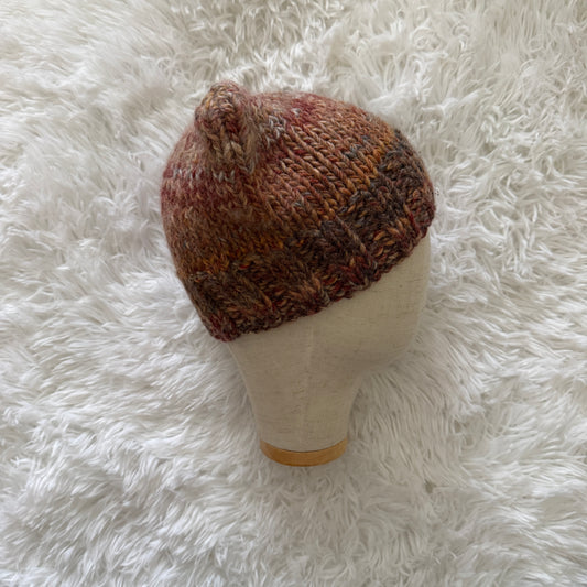 knit cat ear beanie with ribbed brim