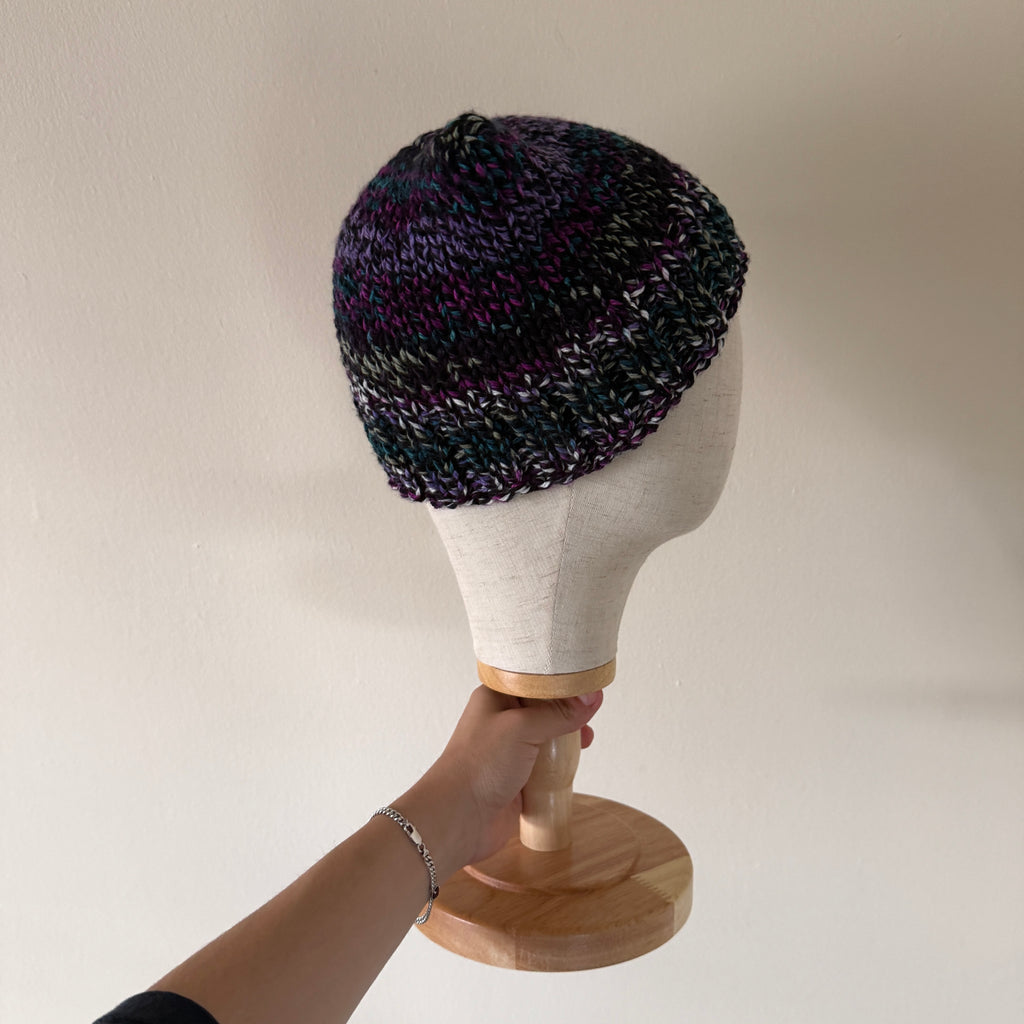 knit cat ear beanie with ribbed brim