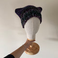 knit cat ear beanie with ribbed brim