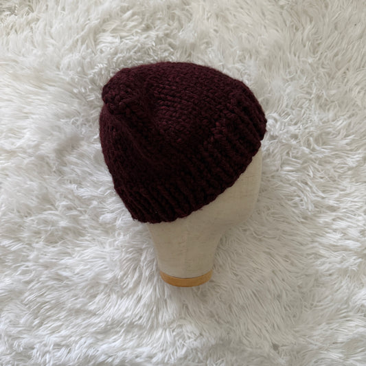 knit cat ear beanie with ribbed brim