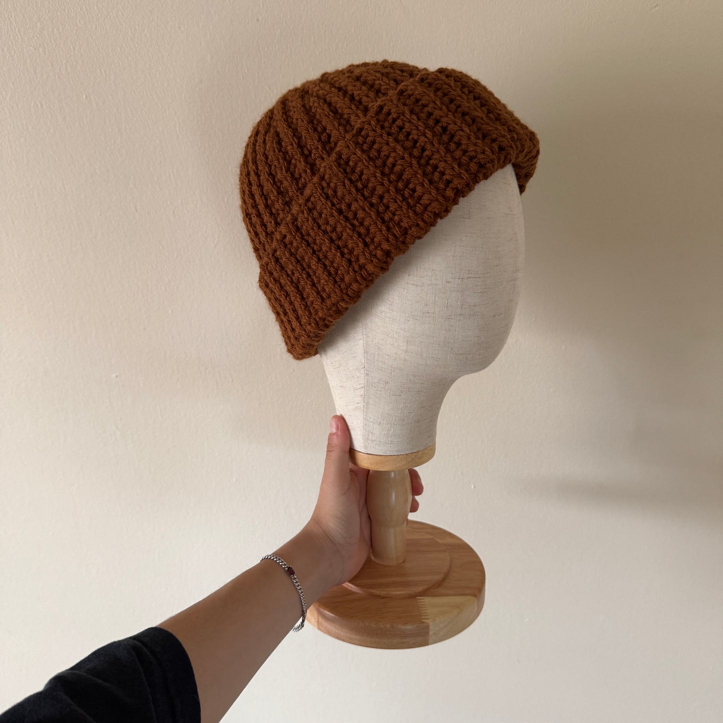 ribbed no bunch crochet beanie