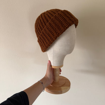 ribbed no bunch crochet beanie