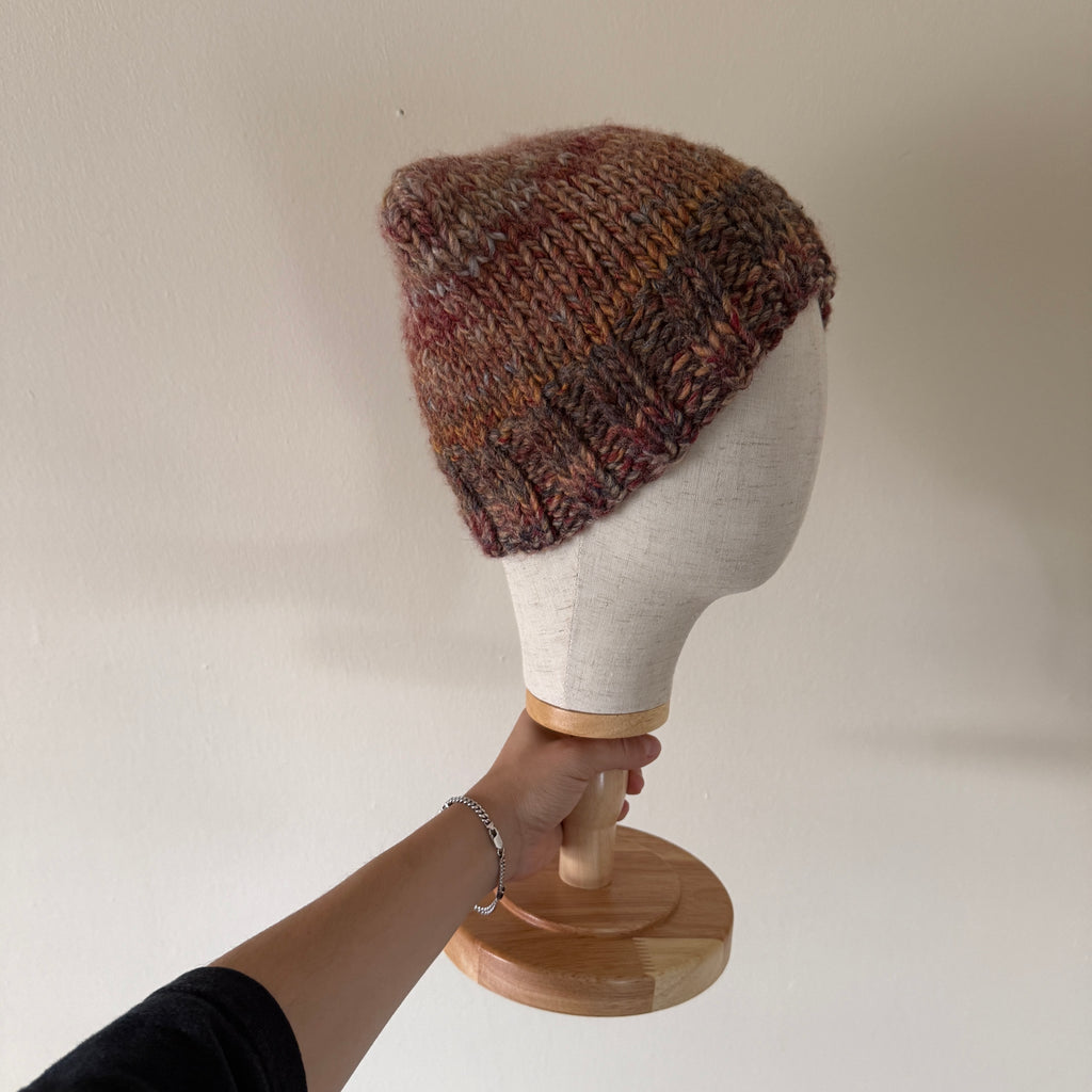 knit cat ear beanie with ribbed brim