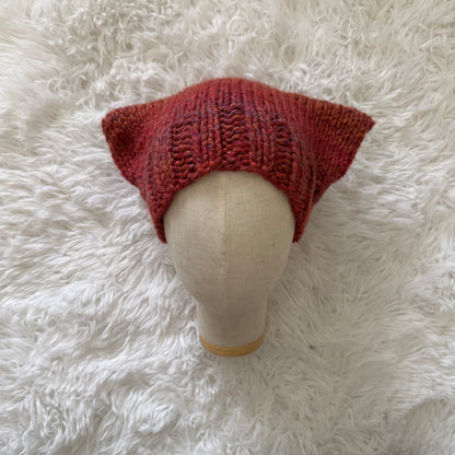 knit cat ear beanie with ribbed brim