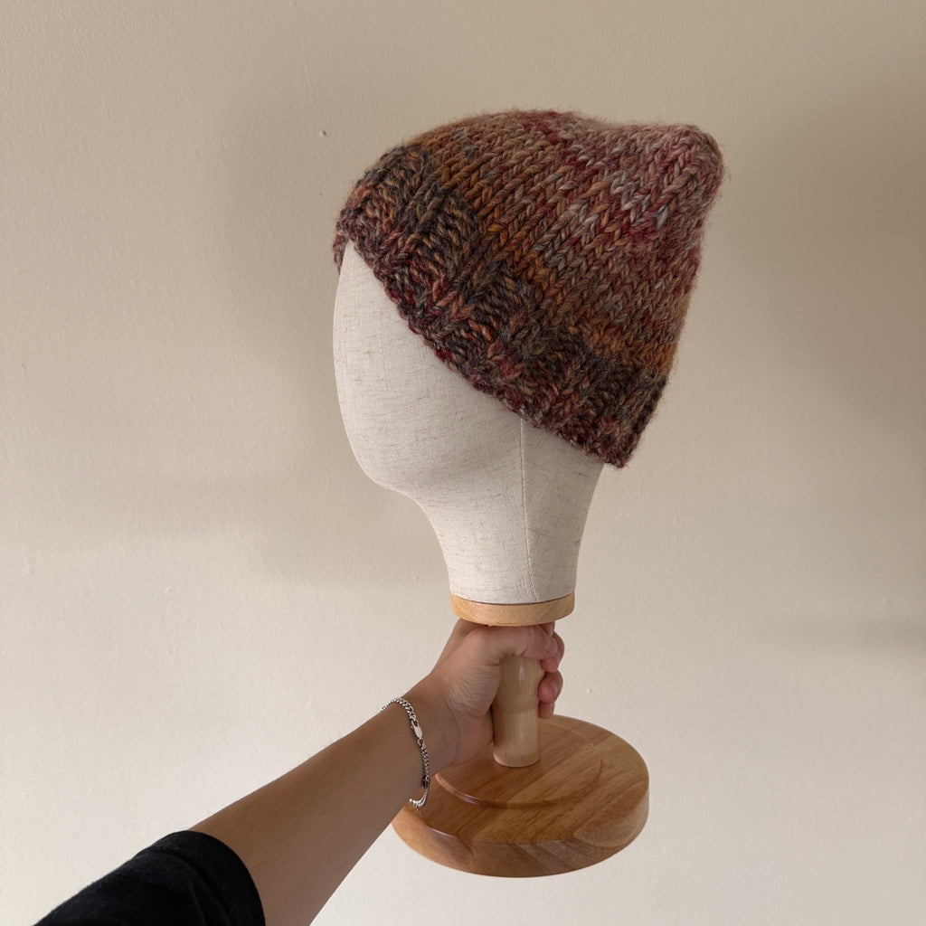knit cat ear beanie with ribbed brim