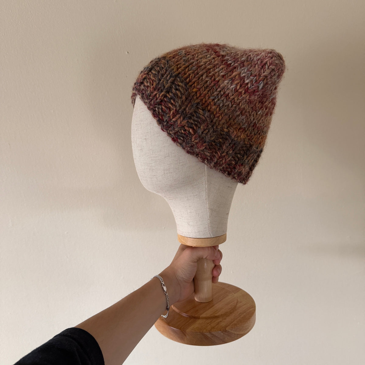 knit cat ear beanie with ribbed brim