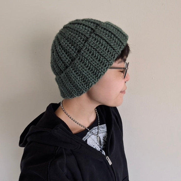 Easy No Bunch Ribbed Crochet Beanie