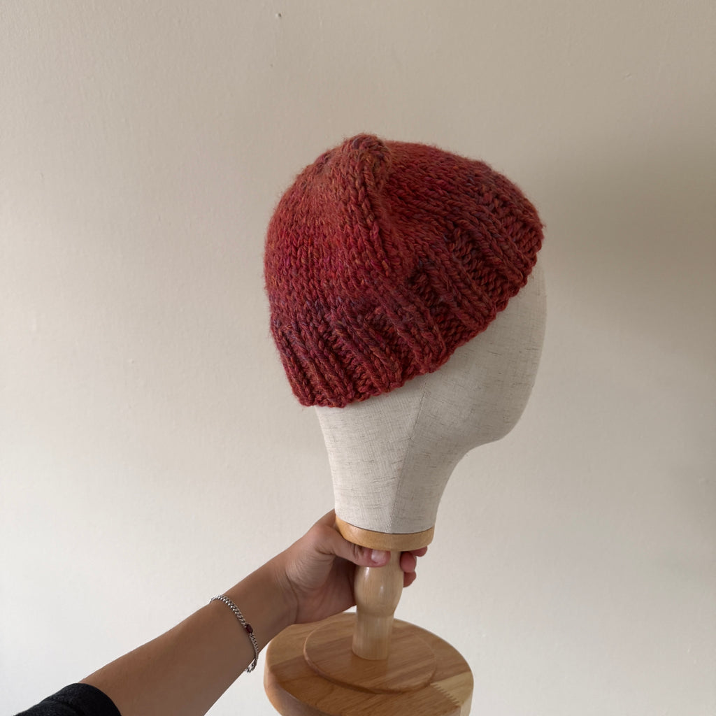 knit cat ear beanie with ribbed brim