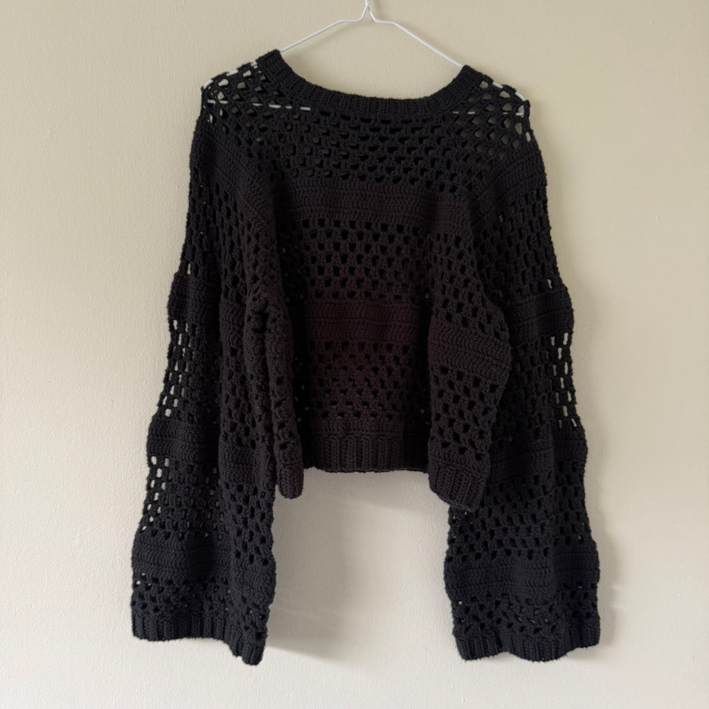 mesh block cotton sweater