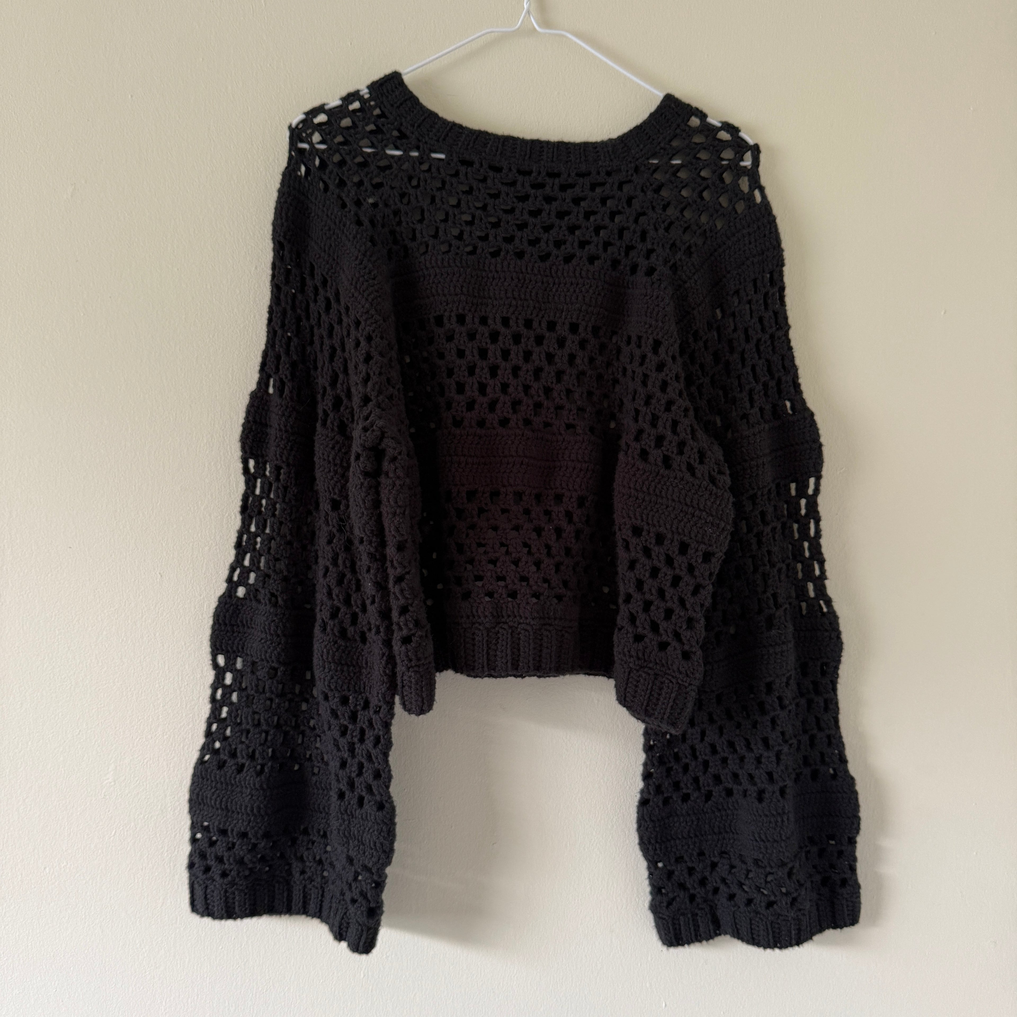 mesh block cotton sweater