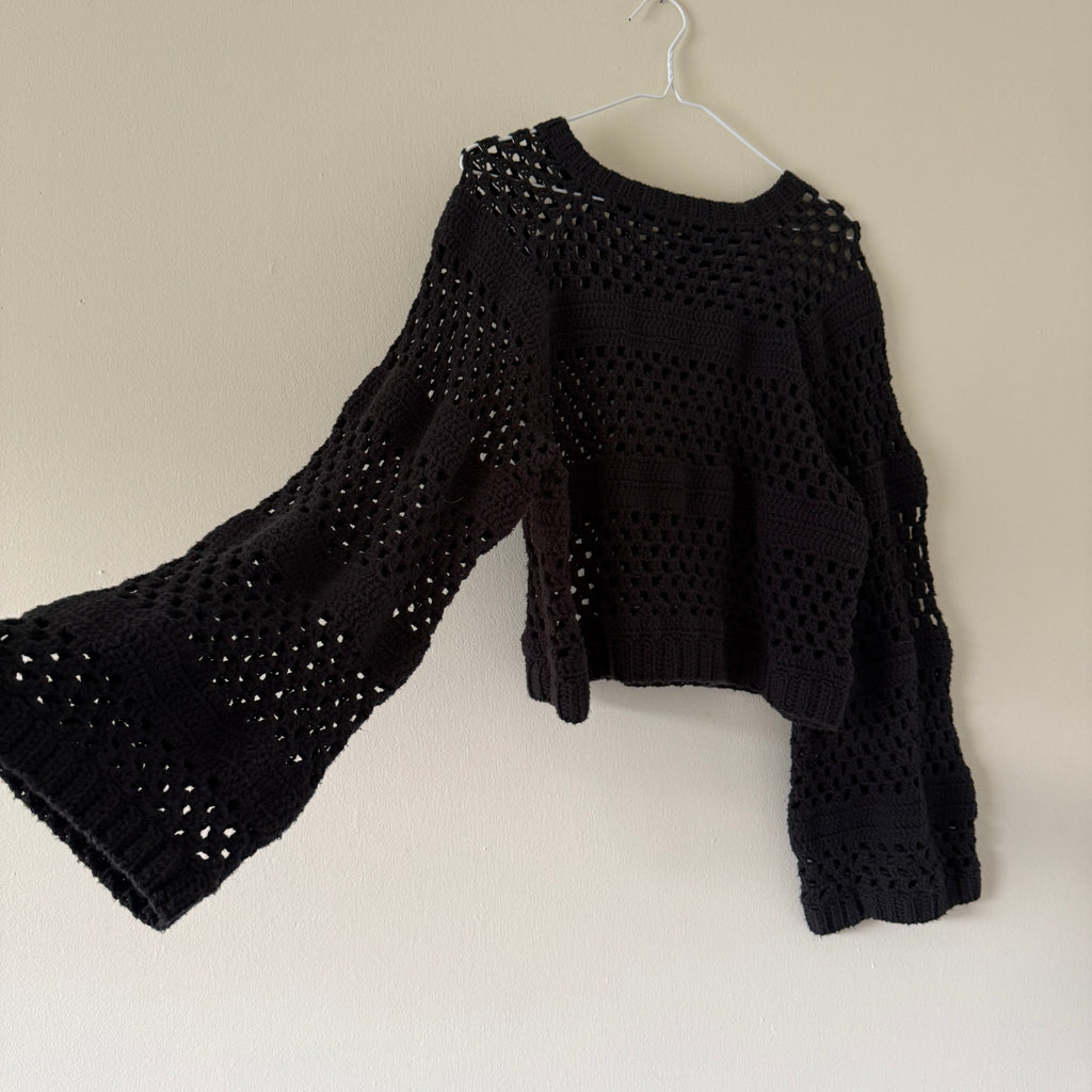mesh block cotton sweater
