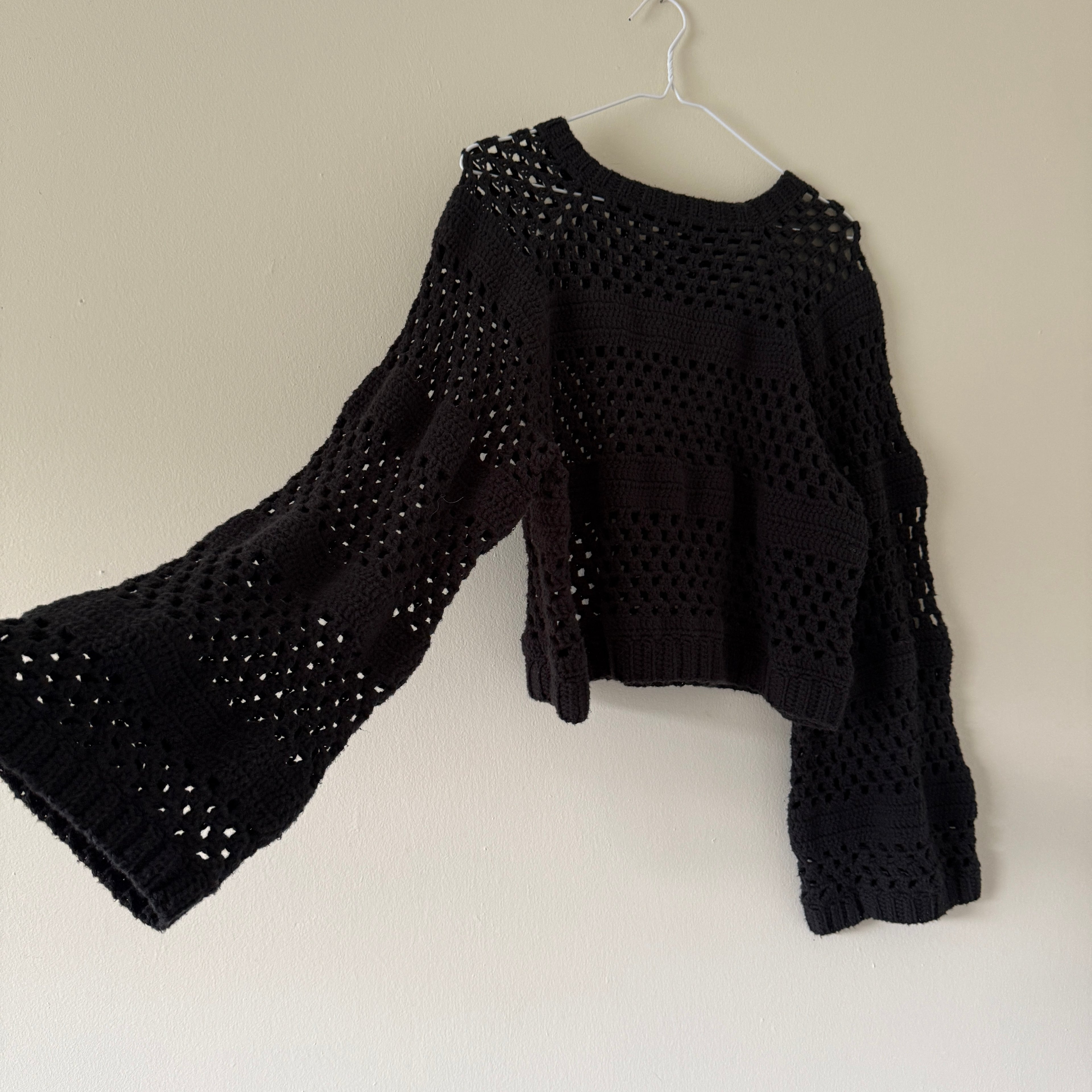 mesh block cotton sweater