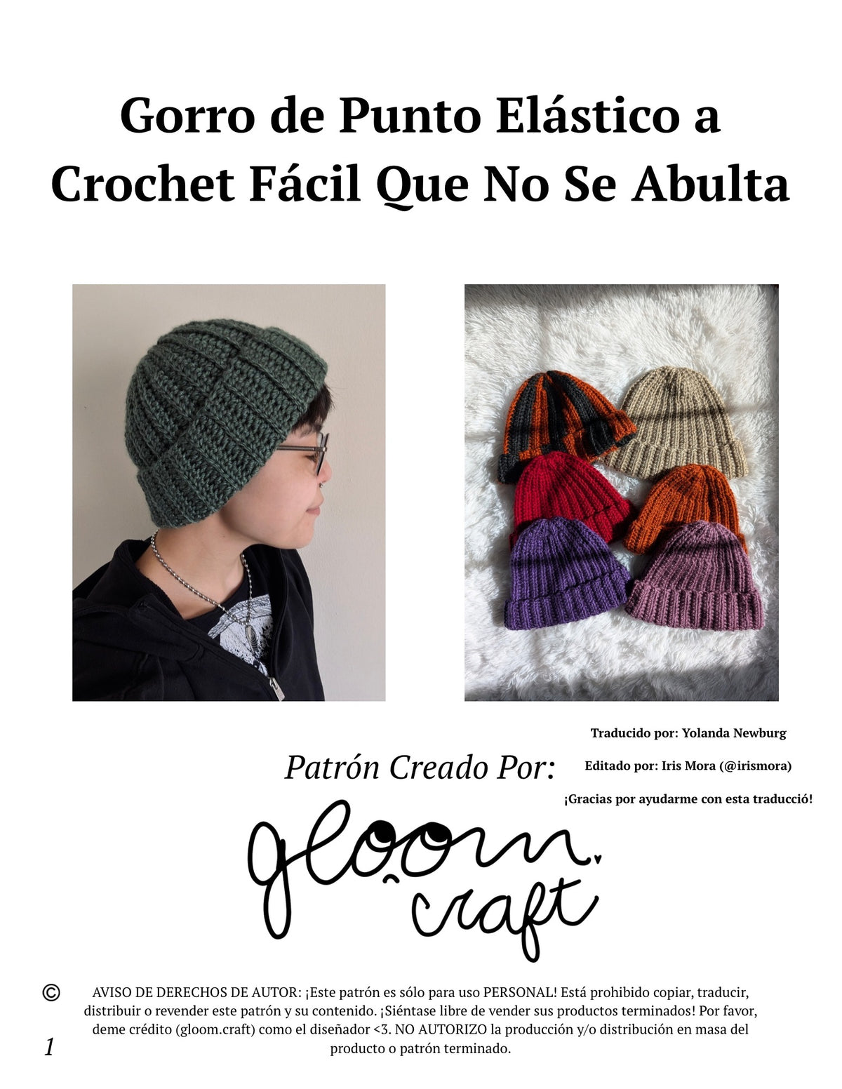 Easy No Bunch Ribbed Crochet Beanie PATTERN