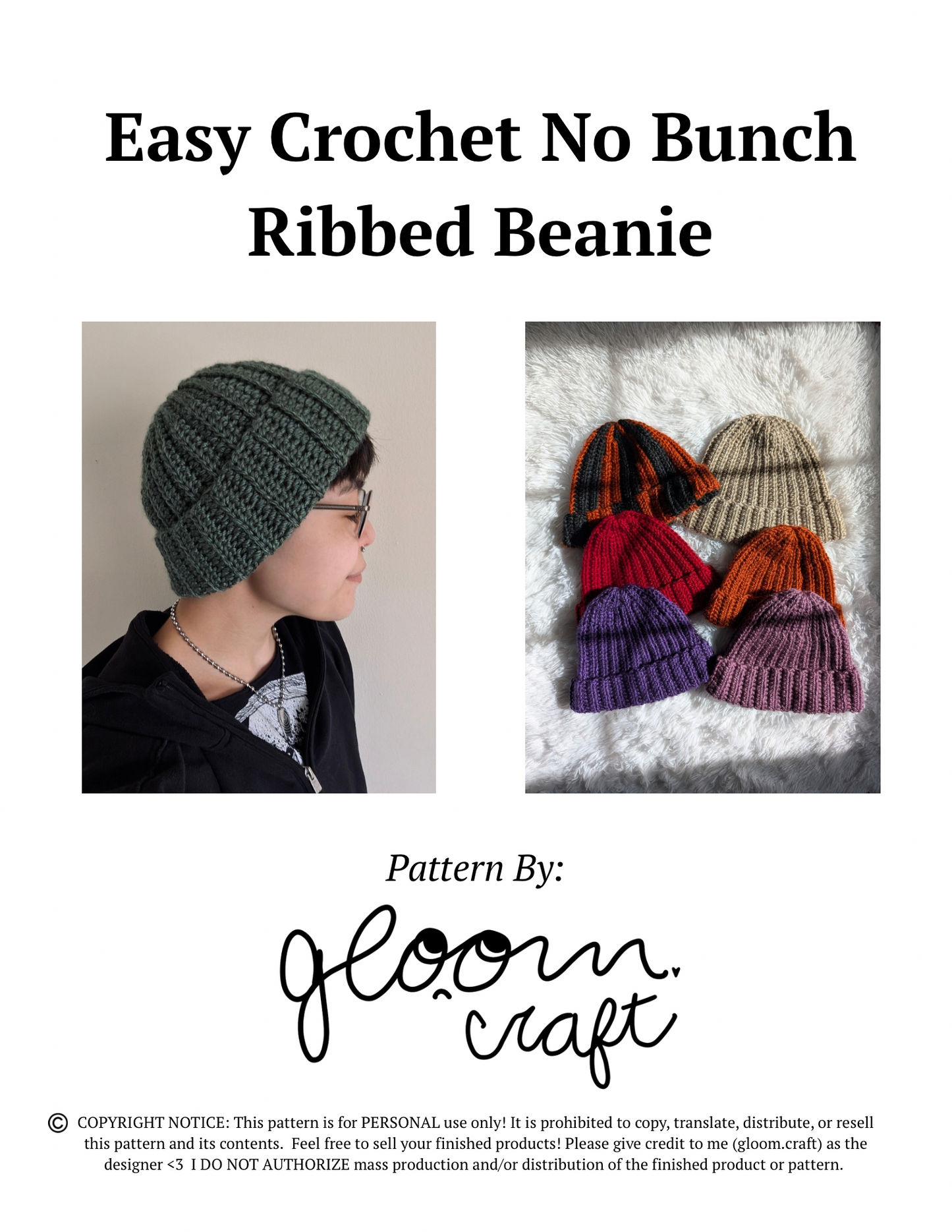 Easy No Bunch Ribbed Crochet Beanie
